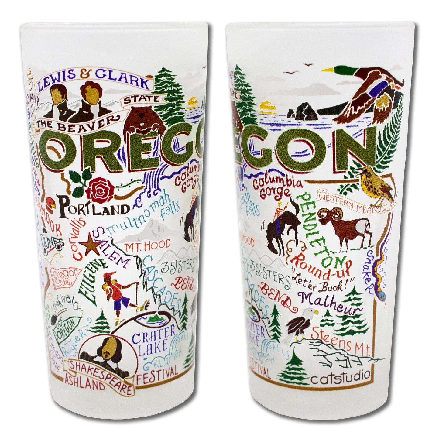 Frosted Oregon Drinking Glass