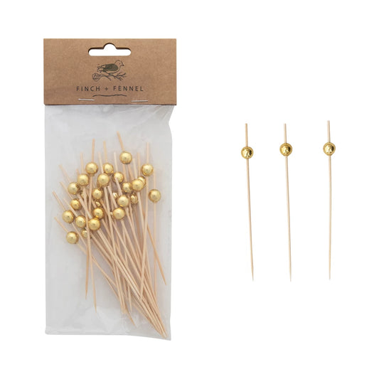 Bamboo Picks with Gold Ball