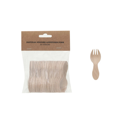 50 Piece Wood Appetizer Spork Set